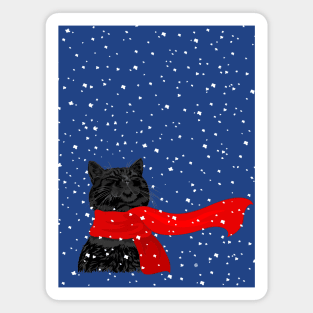 Snow Cat  (Black) Magnet